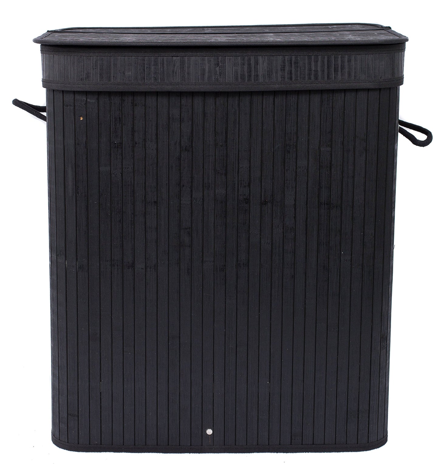 BIRDROCK HOME Double Laundry Hamper with Lid and Cloth Liner - Bamboo - Black - Easily Transport