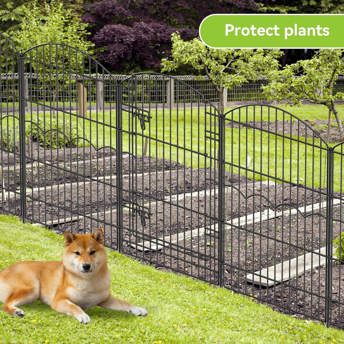 Decorative Garden Fence 6 Panels 14.8ft(L)×38in(H) No Dig Animal Barrier Fencing with 5 Panels + 1