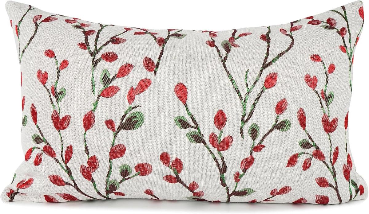 YOUR SMILE Classical Embroidery Jacquard Christmas Red Square Decorative Throw Pillow Case Cushion
