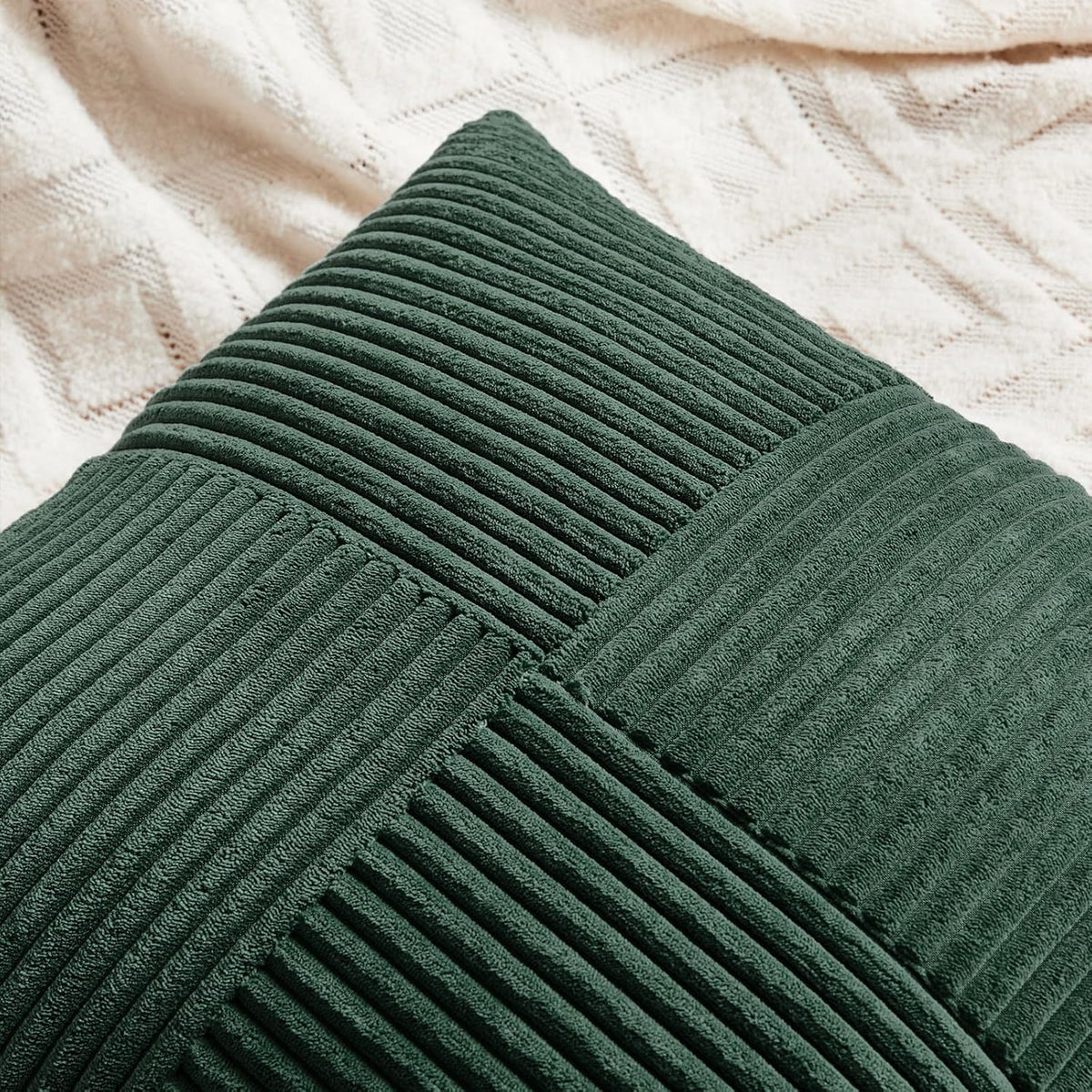 Fancy Homi Set of 2 Dark Green Boho Decorative Throw Pillow Covers 18x18 Inch for Living Room Couch