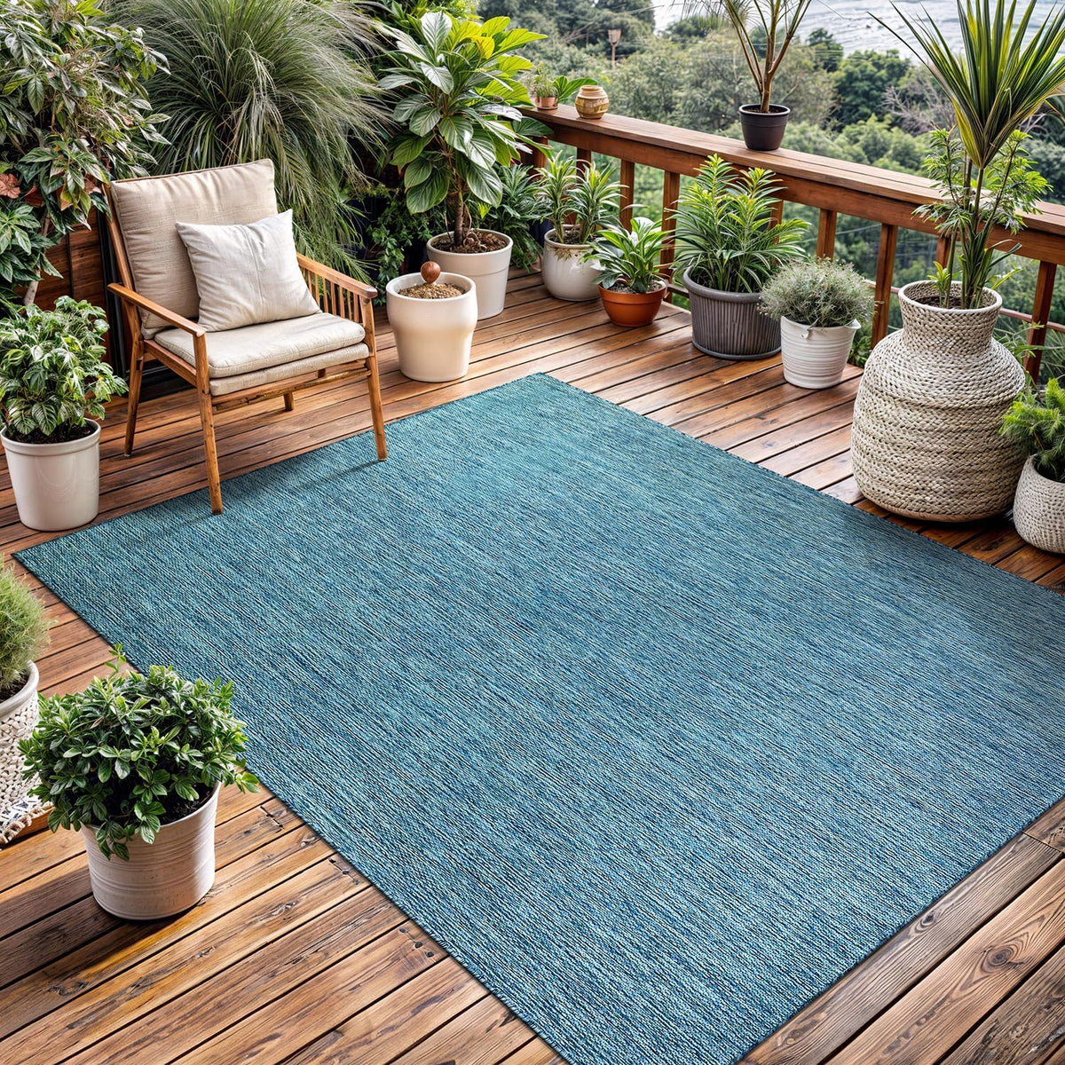Washable Indoor Outdoor Rug Weather Resistant Carpet Modern Solid for Porch Deck Balcony Backyard