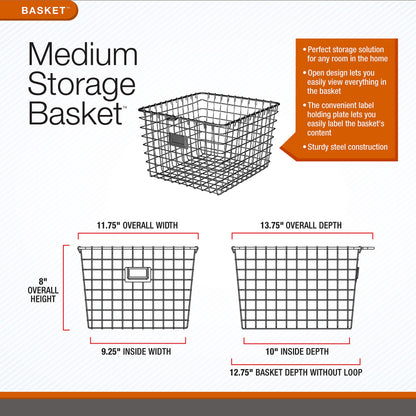 Spectrum Diversified 47970 Wire, Vintage Locker Basket Style, Rustic Farmhouse Chic, Steel Storage
