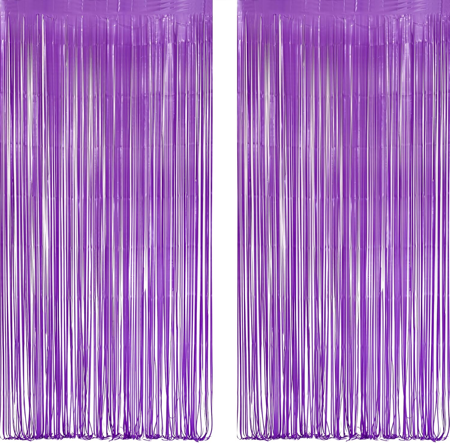 Purple Foil Fringe Party Backdrop - GREATRIL Party Streamers for Mermaid/Butterfly/Wednesdays/Star