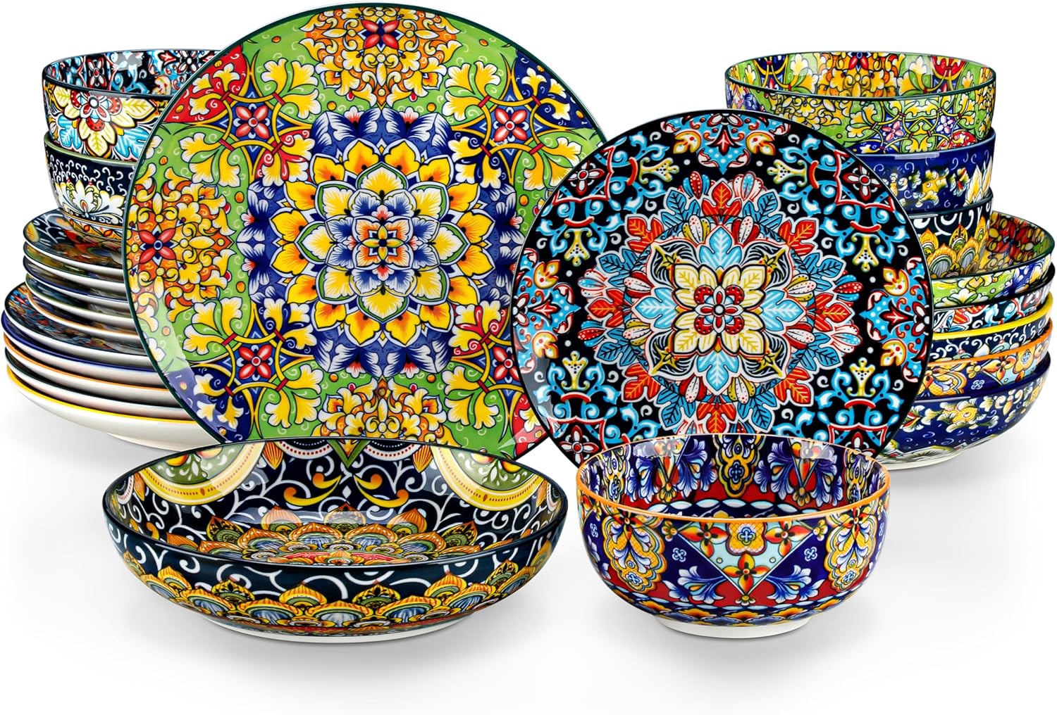 vancasso 24 Pieces Dinnerware Sets, Plates and Bowls Set, Porcelain Dishes Set for 6, Microwave and