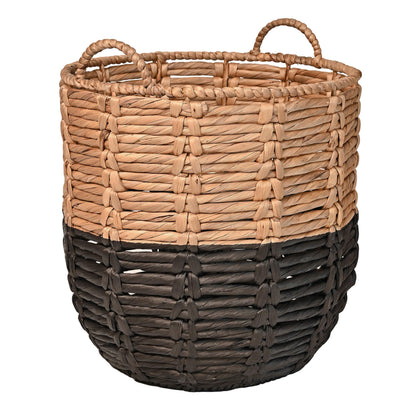 happimess Laurel Hand-Woven Abaca Storage Basket 19", Natural/Black
