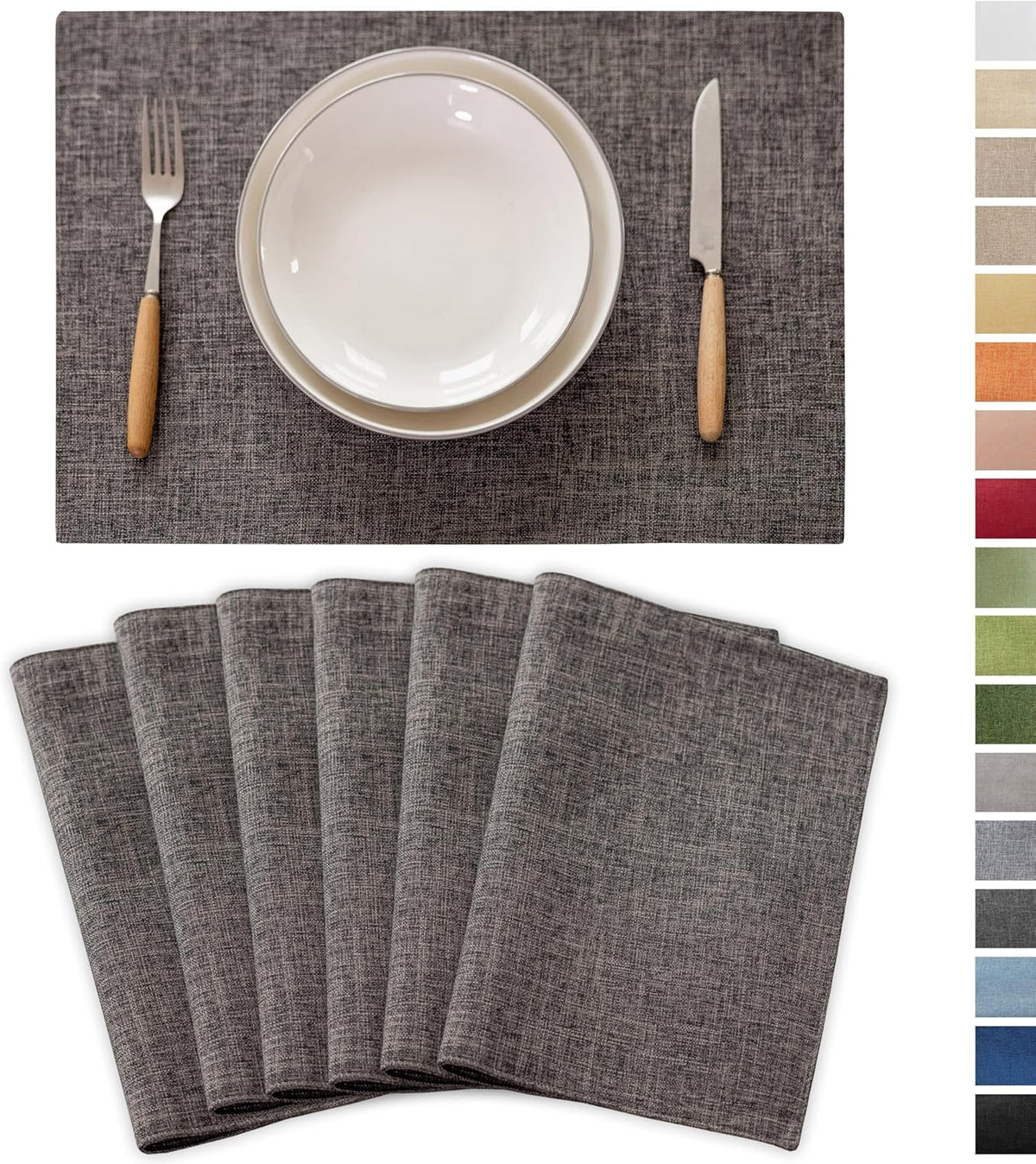 Demetex Placemats Table Mats Set of 6 Heat Resistant Washable Cloth Place Mats for Dining Table