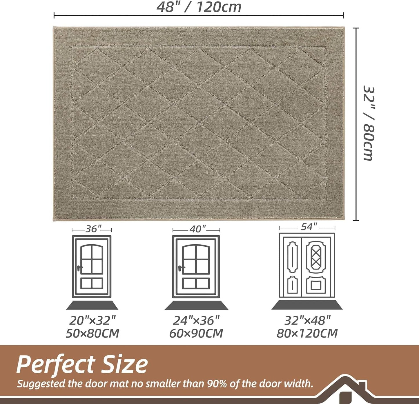 BEQHAUSE Dirt Trapper Door Mat 32" x 48", Doormat Non-Slip Entryway Rugs Washable, Dog Door Mat