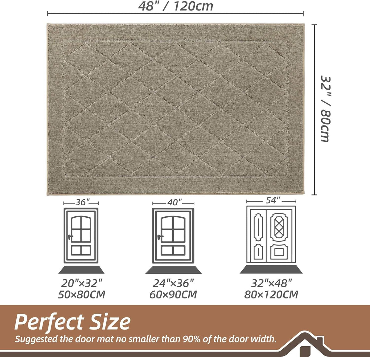 BEQHAUSE Dirt Trapper Door Mat 32" x 48", Doormat Non-Slip Entryway Rugs Washable, Dog Door Mat