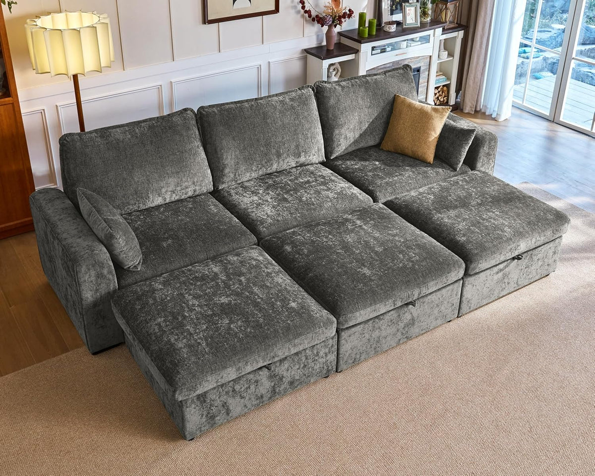 Oversized Modular Sofa Comfy Cloud Couch with Storage, Extra Deep Plush Sectional Sofa Set for