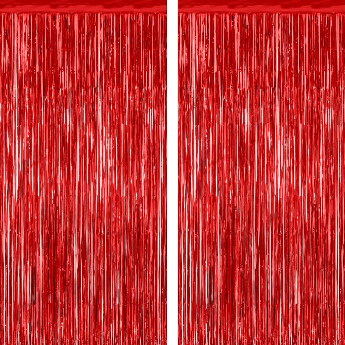 2 Pack Red Tinsel Backdrop, 3.28 FT x 7.05 FT Fringe Curtains, Red Foil Tinsel Party Streamer
