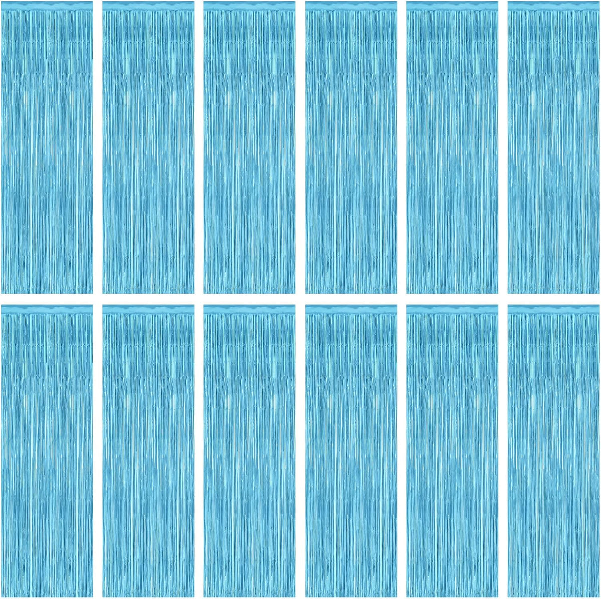 12 Pack Party Decorations, 3.28 FT x 7.05 FT Sky Blue Curtains, Metallic Party Streamers Photo
