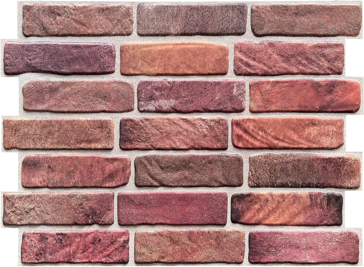 CONCORD WALLCOVERINGS ™ 3D Red Faux Brick Wall Panels - Pack of 10, Lightweight 17.5" x 24" (44.5