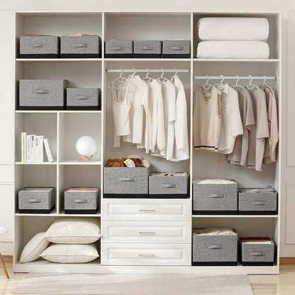 linen closet organizers and storage, 3 Pack Large Storage Baskets, Washable, Clothing Storage Bins