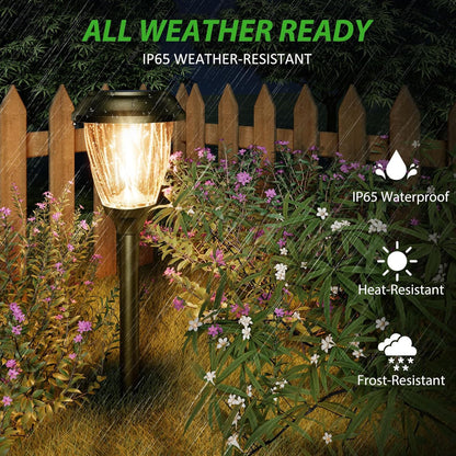 XMCOSY+ Solar Pathway Lights Outdoor, 10/25 LM in 2 Lighting Modes, Glass Stainless Steel