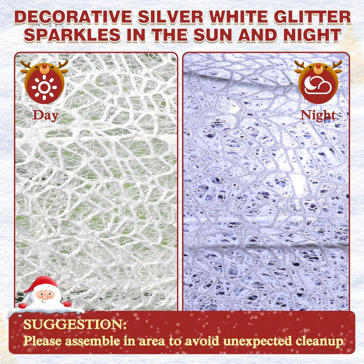 6FT Lighted Freestanding Lamp Post for Christmas Decoration, Pre-Lit Iridescent Post Lamp with 120