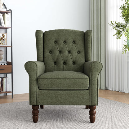 Lumibee High Back Accent Chair,Upholstered Wingback Armchair with Solid Wood Legs for Small