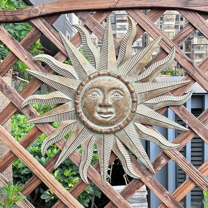 TICKCACY Metal Sun Wall Art Decor Sculpture, 3D Sun Wall Art Decoration Hanging for Outdoor Indoor
