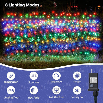 WBao Christmas Lights Outdoor 200LED F8 Big Bulbs, 8.4ft x 5.2ft Christmas Bushes Lights with 8