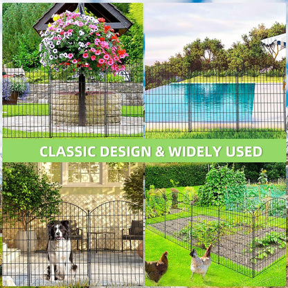 Decorative Garden Fence 40in (H) x24ft (L), 10 Pack No Dig Fence Animal Barrier for Dog, Arched
