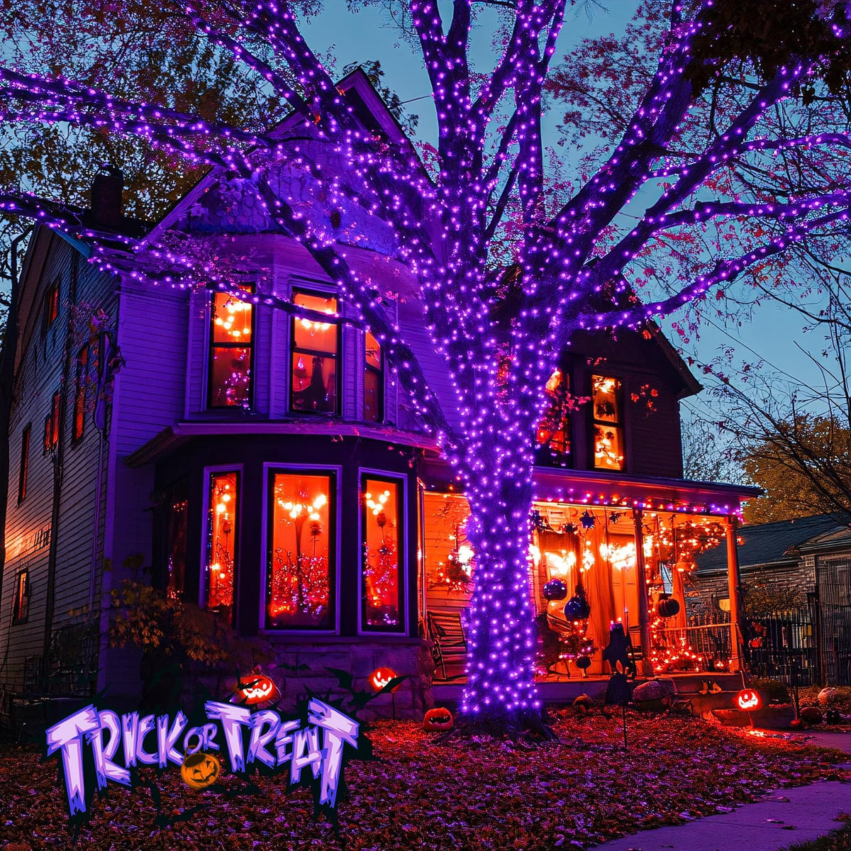 JMEXSUSS Purple Lights for Halloween Decorations, Purple Battery Operated Lights with Remote Indoor
