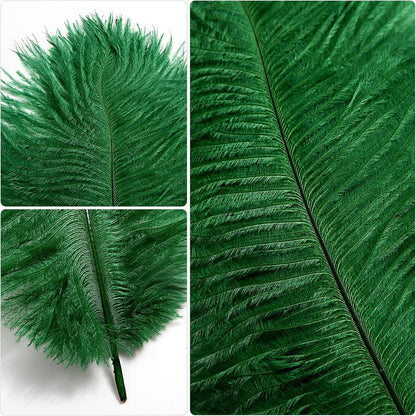THARAHT Blackish Green Ostrich Feathers 12pcs Natural Bulk 10-12Inch 25cm-30cm for Crafts Wedding