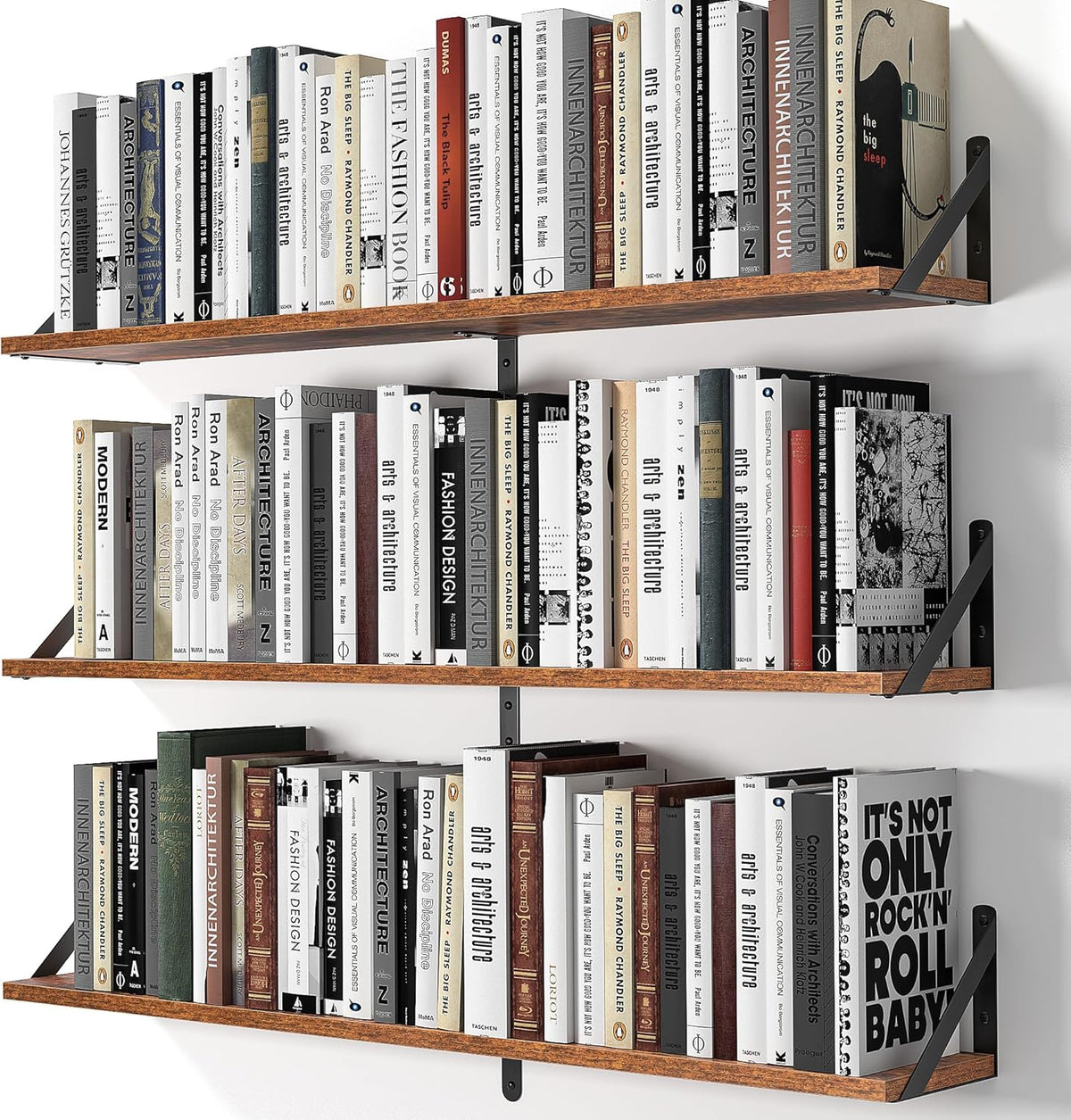 Heimlove Floating Shelves for Wall, 36 Inch Long Wood Floating Bookshelf Set of 3, Wall Mounted