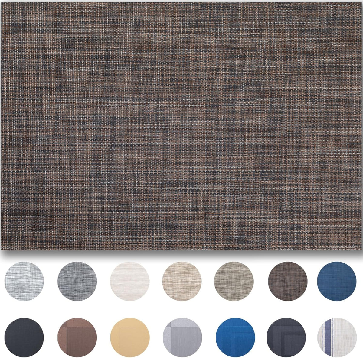 Placemats Set of 12 - Easy Clean Woven Vinyl Placemats for Dining Table, Indoor/Outdoor Place Mats