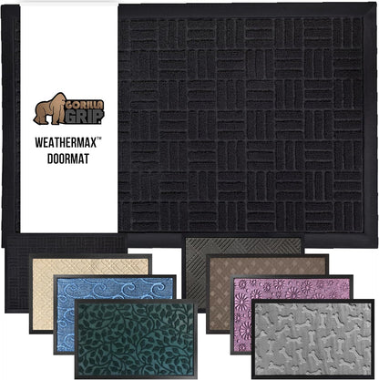 GORILLA GRIP 100% Waterproof All-Season WeatherMax Doormat US Designed Natural Rubber, Stain and