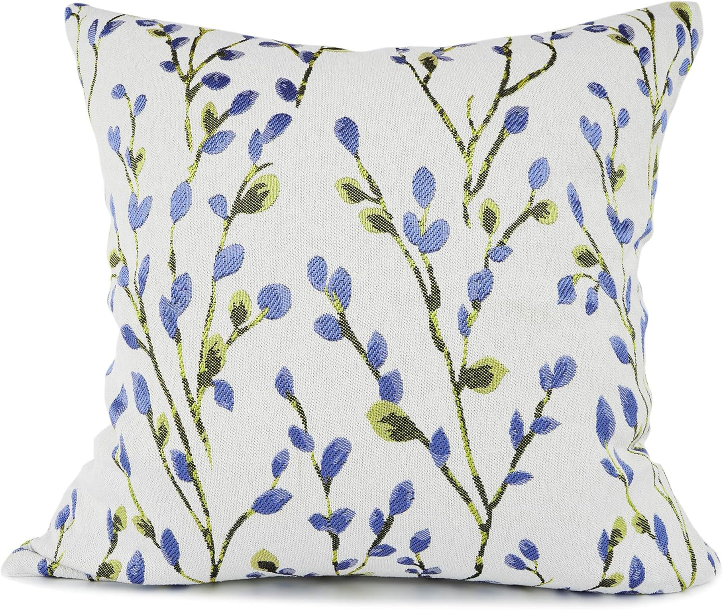 YOUR SMILE Classical Embroidery Jacquard Blue Square Decorative Throw Pillow Case Cushion Cover