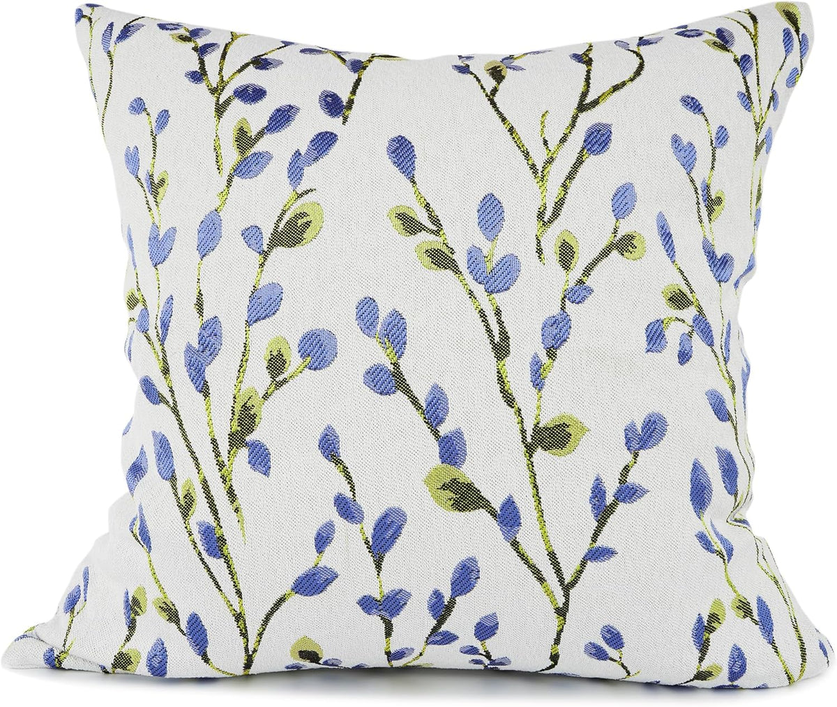 YOUR SMILE Classical Embroidery Jacquard Blue Square Decorative Throw Pillow Case Cushion Cover