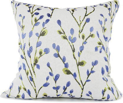 YOUR SMILE Classical Embroidery Jacquard Blue Square Decorative Throw Pillow Case Cushion Cover