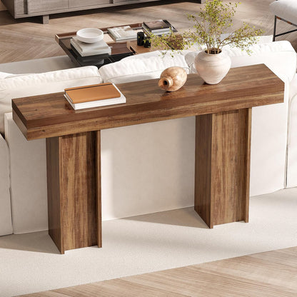 55Inch Farmhouse Console Table,Wooden Rectangular Sofa Table Behind The Couch,Entryway Console