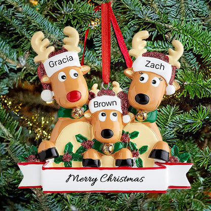 Personalized Christmas Ornaments 2025, Custom Reindeer Family Ornaments for Trees with Names
