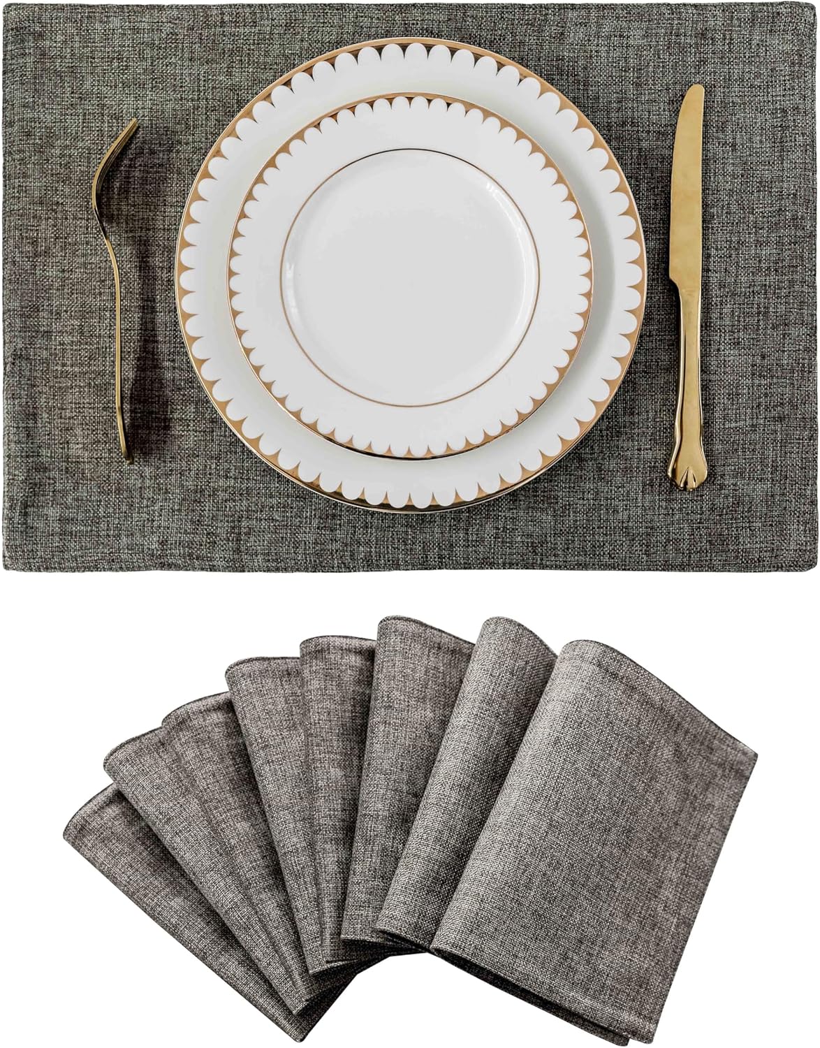 Home Brilliant Table Place Mats Fabric Cloth Placemats Set of 8 Heat Resistant Dining Linen Place