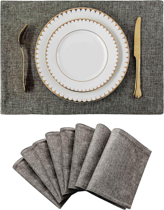 Home Brilliant Table Place Mats Fabric Cloth Placemats Set of 8 Heat Resistant Dining Linen Place