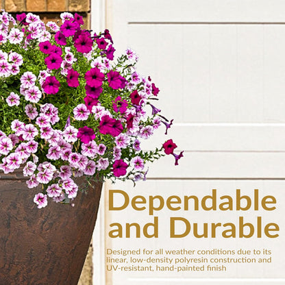 Sunnydaze 24-Inch Anjelica Large Plastic Pot for Plants - Outdoor Polyresin Round Planter with