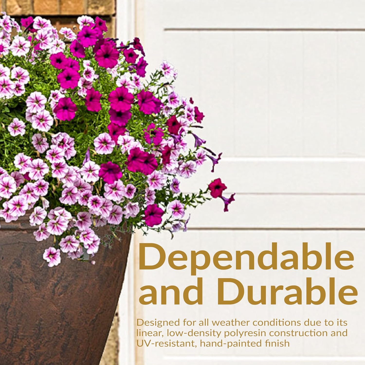 Sunnydaze 24-Inch Anjelica Large Plastic Pot for Plants - Outdoor Polyresin Round Planter with