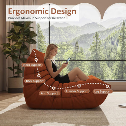 Bean Bag Chairs for Adults Giant Bean Bag Chair， 2 Seater with Memory Foam Filled Fireside Chair