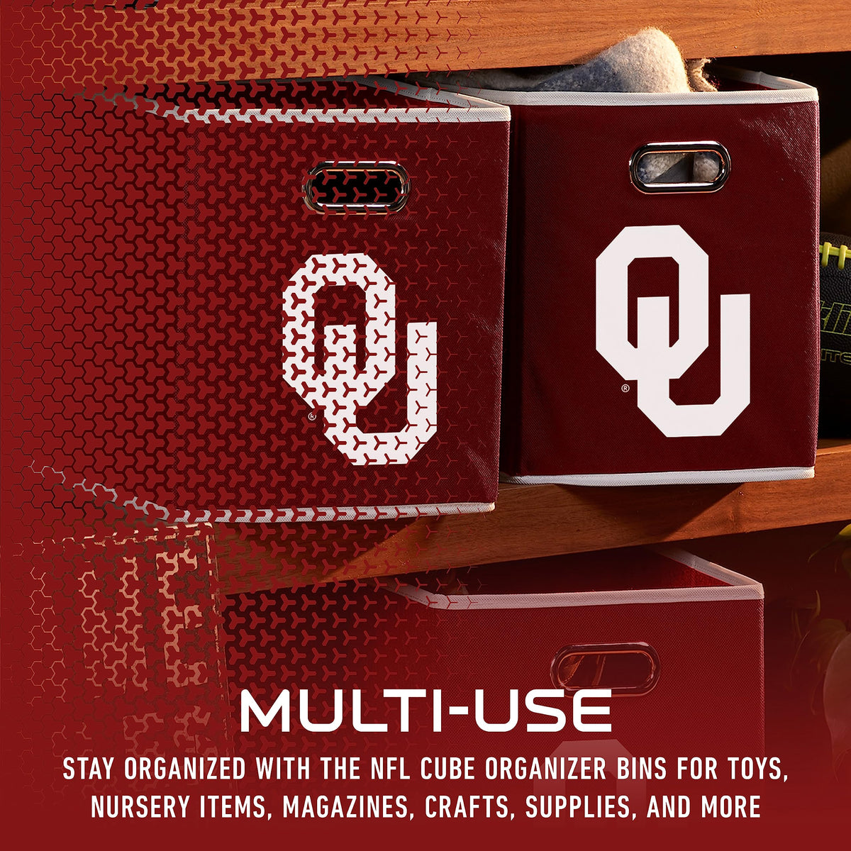 Franklin Sports NCAA Storage Bin - Cube Organizer - Oklahoma