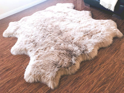 LAMBZY Faux Sheepskin Hypoallergenic Free Shape Silky Shag Rug, Luxury Shaggy Silky Plush Carpet