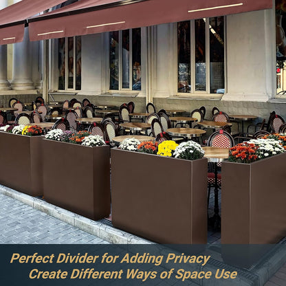 Metallic Heavy Planter for Outdoor Plants, 38Lx10Wx30H Inches Tall and Long Metal Divider Planter
