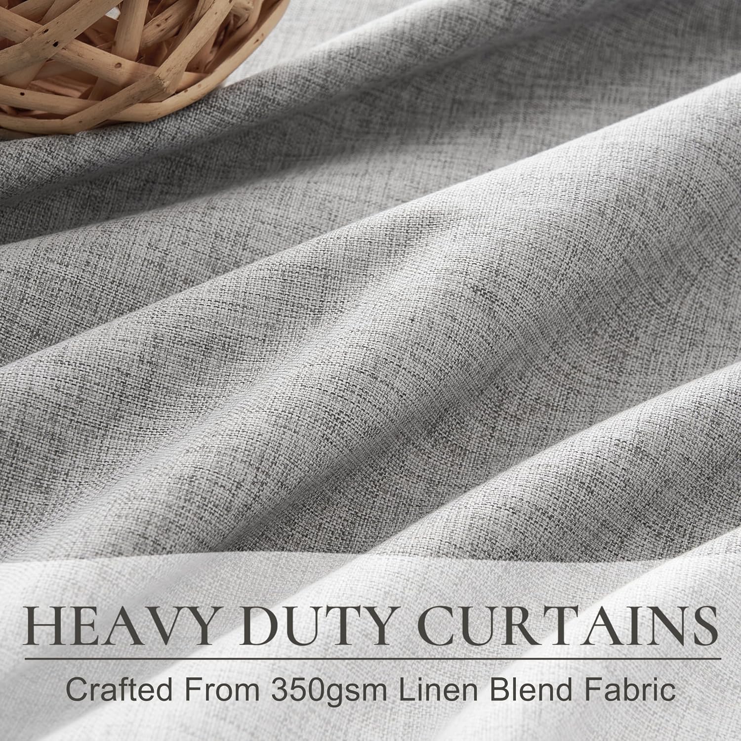 Gray Pinch Pleated 96 Inch Curtains 2 Panel Set for Living Room, Neutral Heavy Linen Blackout