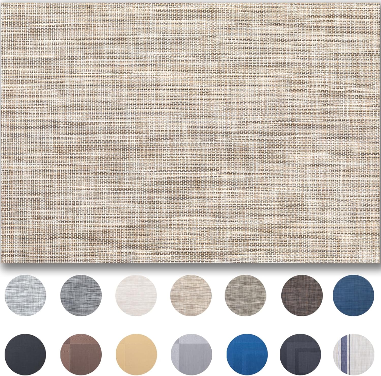 Placemats Set of 6 - Easy Clean Woven Vinyl Placemats for Dining Table, Indoor/Outdoor Place Mats