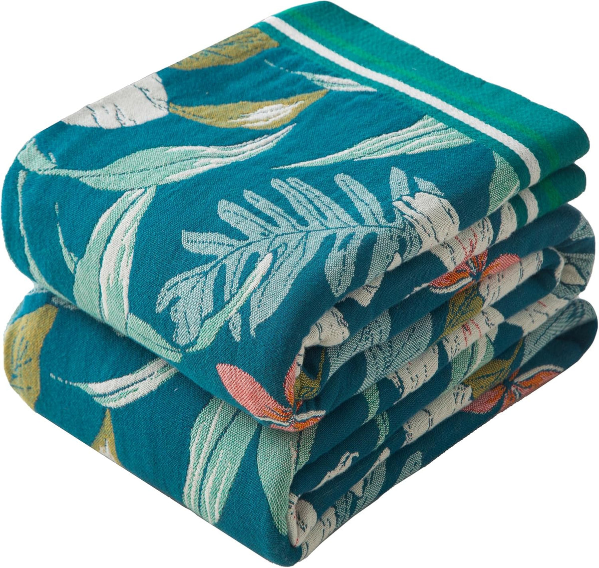 Boho Throw Blanket Twin Size, Soft Cozy Cotton Muslin Quilt Blanket for Bed Decor, Floral Patterned