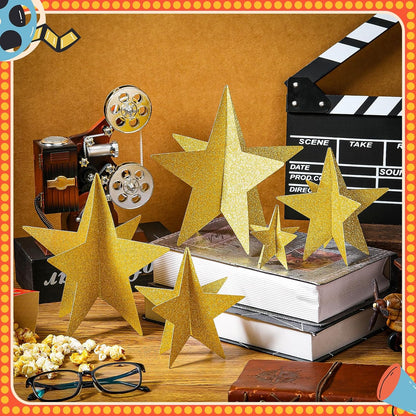 45 Pcs 3D Star Centerpieces Movie Night Decorations for Table in 3 Sizes Hanging Supplies for Red