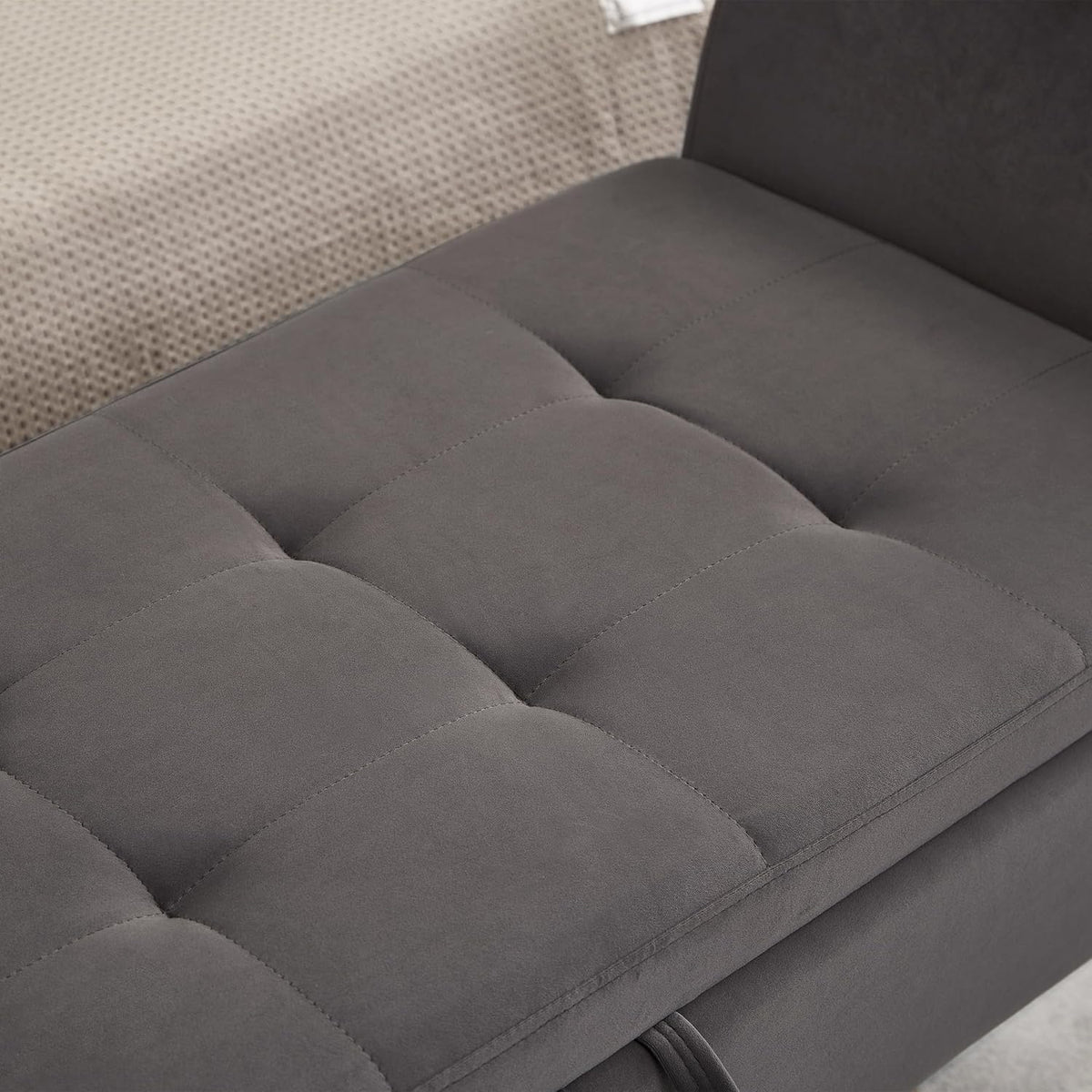 Furniliving 51” Bedroom Bench, End of Bed Bench with Button-Tufted Large Upholstered Storage Bench