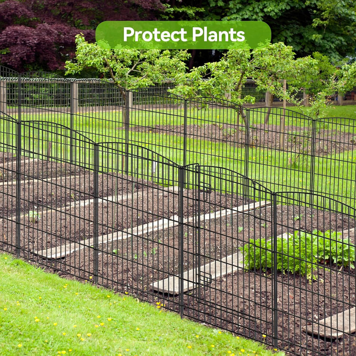 INJOPEXI Decorative Garden Fence 12 Panels 26ft (L)×36in (H) Garden Fences with 11 Panels + 1 Gate