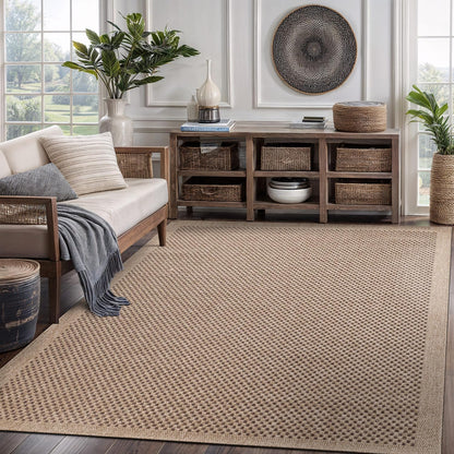 CAMILSON Easy Jute Rug 5x7, Indoor Outdoor Natural Color Fiber Area Rugs for Living Room Patio and