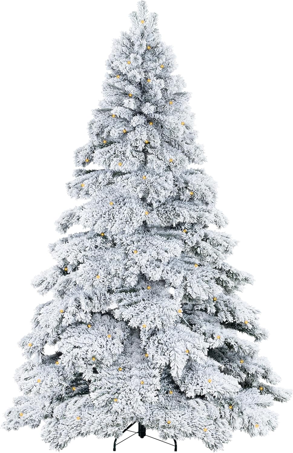 Naomi Home 7.5ft Snow Flocked Christmas Tree with Lights, Realistic Frosted Prelit with 1324 Branch