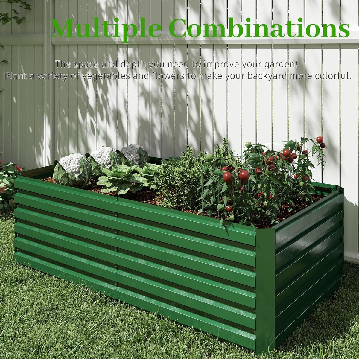 8x4x2 ft Outdoor Raised Garden Bed, Large Metal Planter Raised Beds, Planters for Outdoor Plants